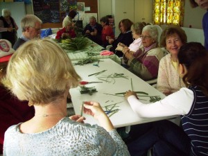 Making Palm Crosses to send to companion diocese